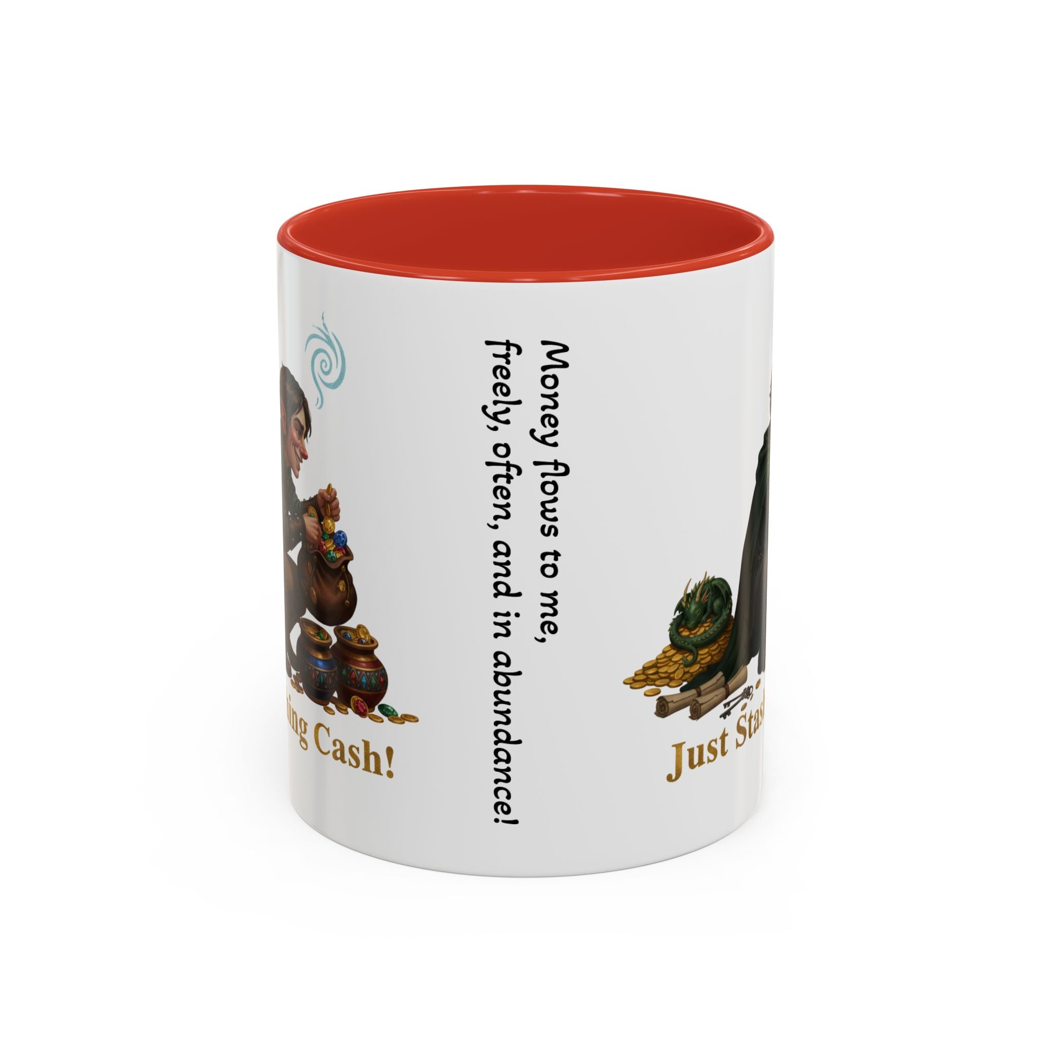 Accent Coffee Mug — "Just Stashing Cash!" Fantasy Gnome Money Mug (11/15oz)