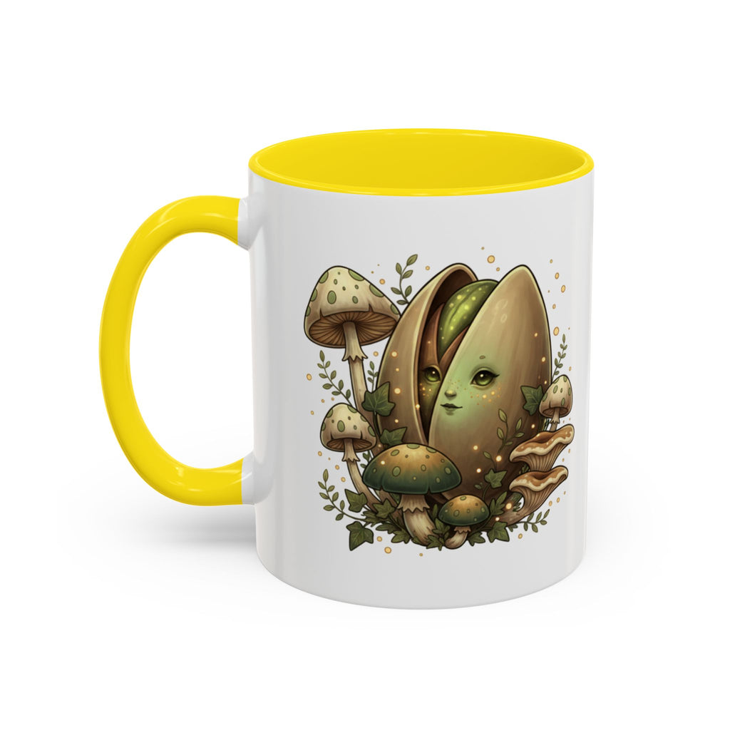 Mushroom Forest Accent Coffee Mug — Cute Woodland Fungi Design (11/15oz)