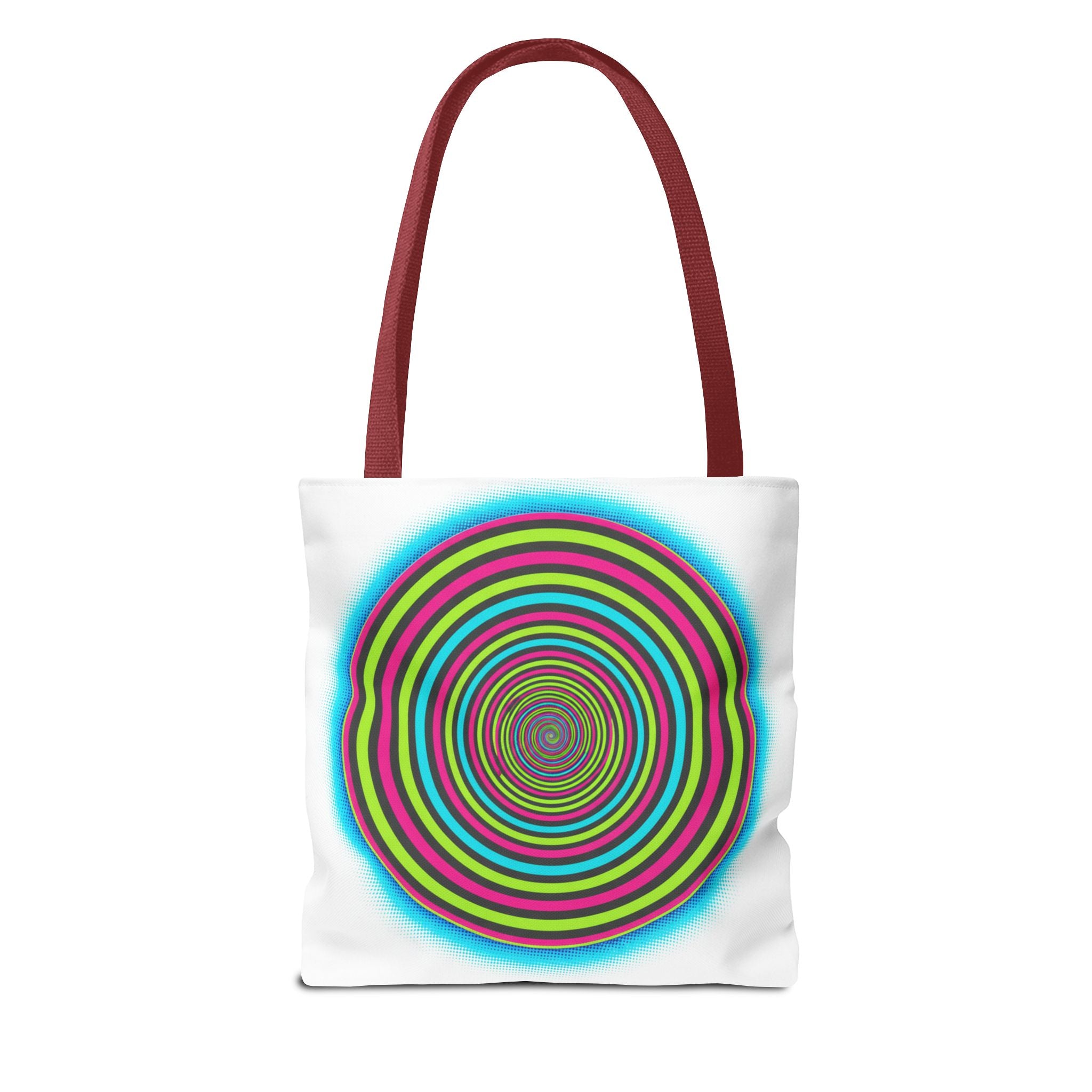 Psychedelic Spiral Tote Bag — Colorful Vortex All-Over Print Tote