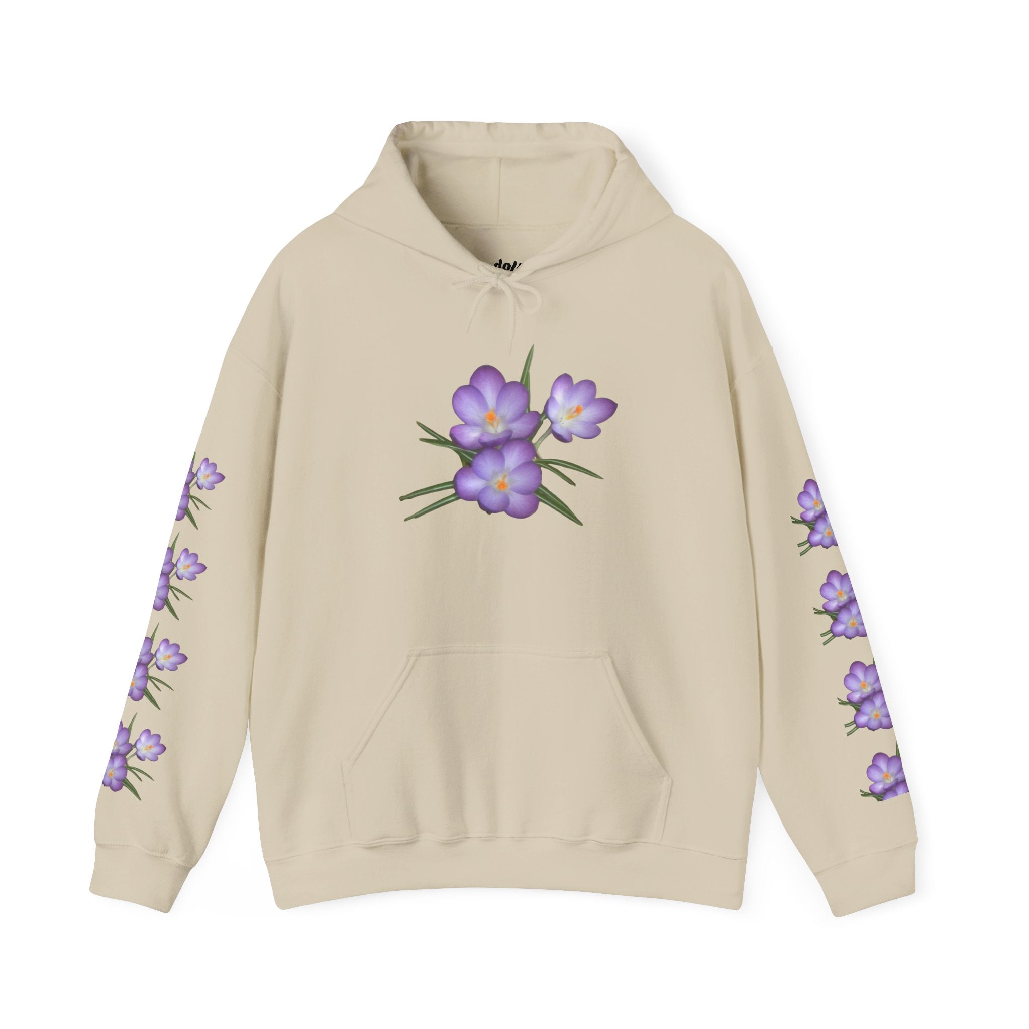 Purple Crocus Floral Hoodie — Spring Flower Graphic Sweatshirt