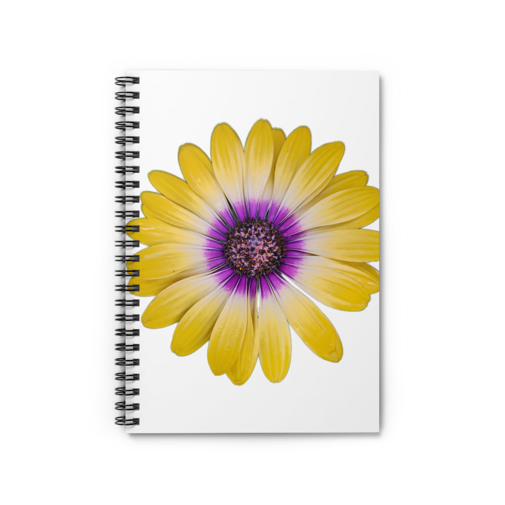 Yellow Purple Daisy Spiral Notebook — Floral Ruled Journal for Students & Gifts