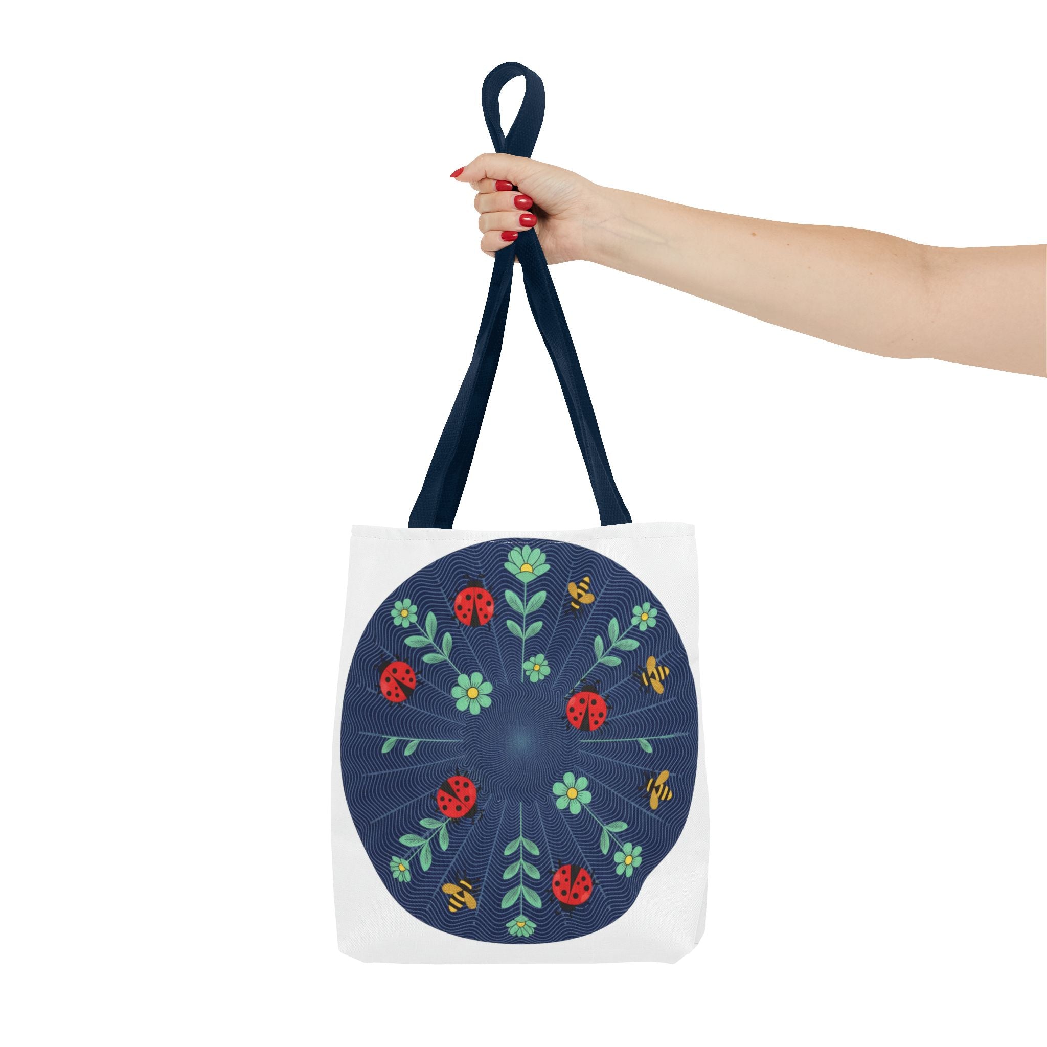 Ladybug Garden Tote Bag — Floral Circular Print AOP Tote