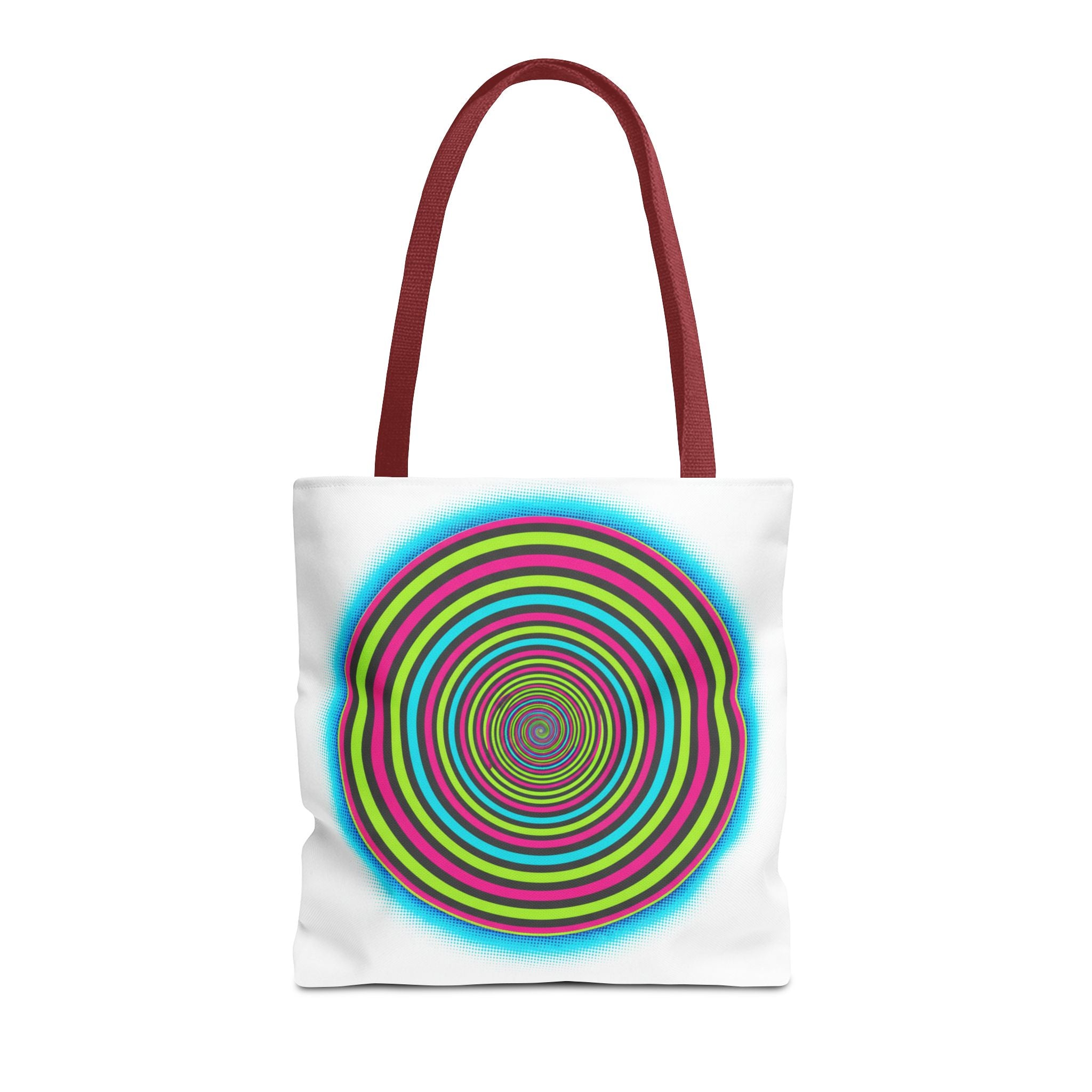 Psychedelic Spiral Tote Bag — Colorful Vortex All-Over Print Tote
