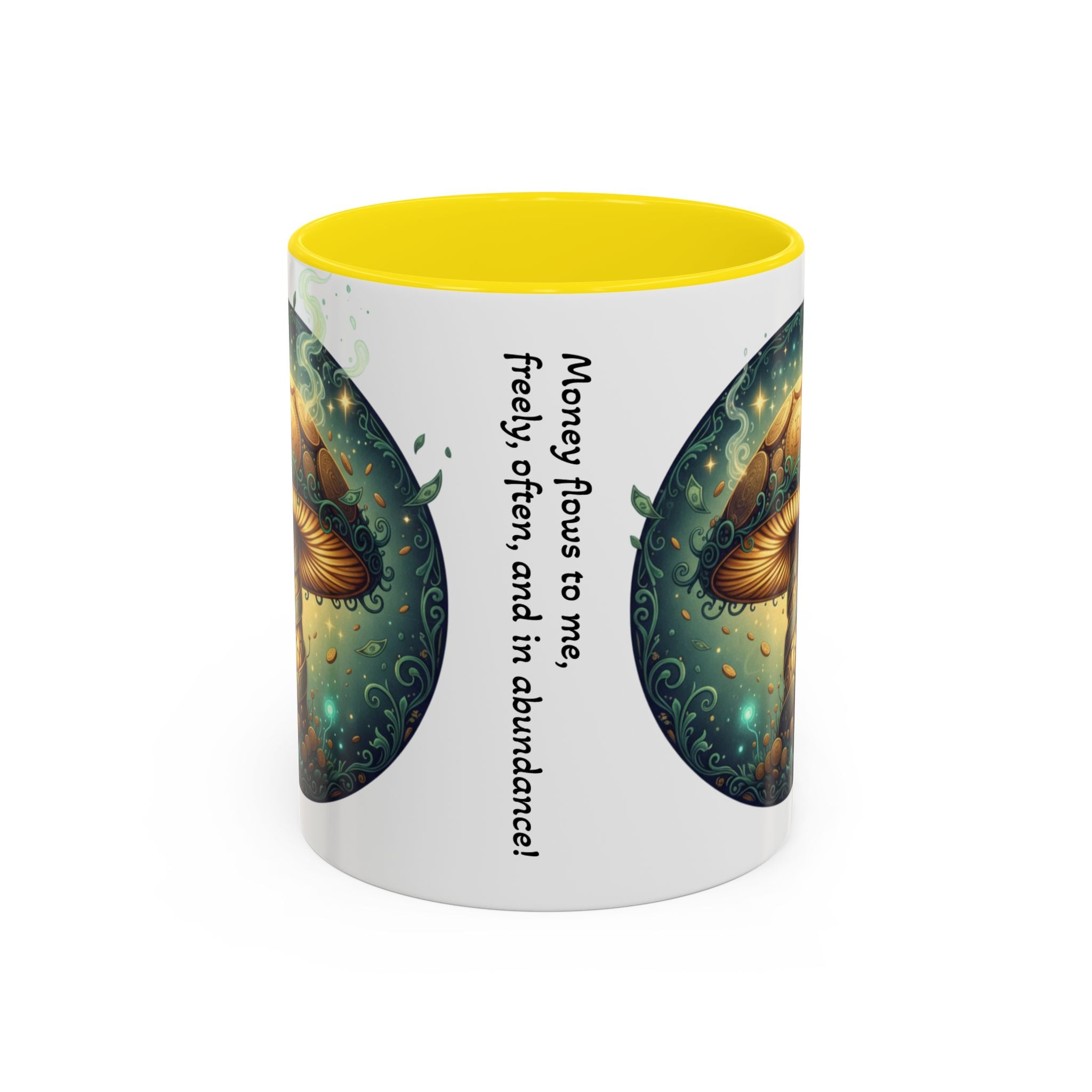 Mushroom Alchemy Coffee Mug — "Money flows to me freely, given, and in abundance" (11/15oz)