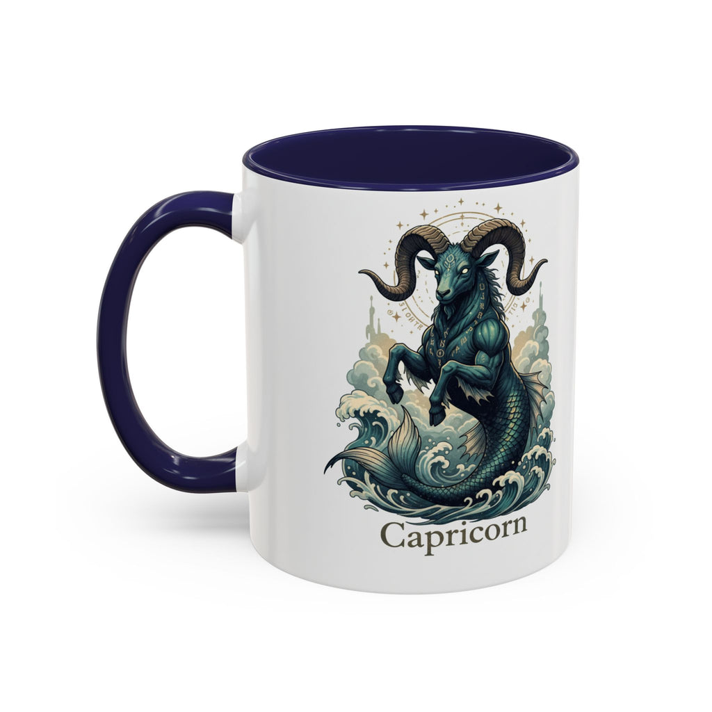 Capricorn Sea-Goat Accent Coffee Mug — Zodiac Astrology Ceramic Gift (11/15oz)