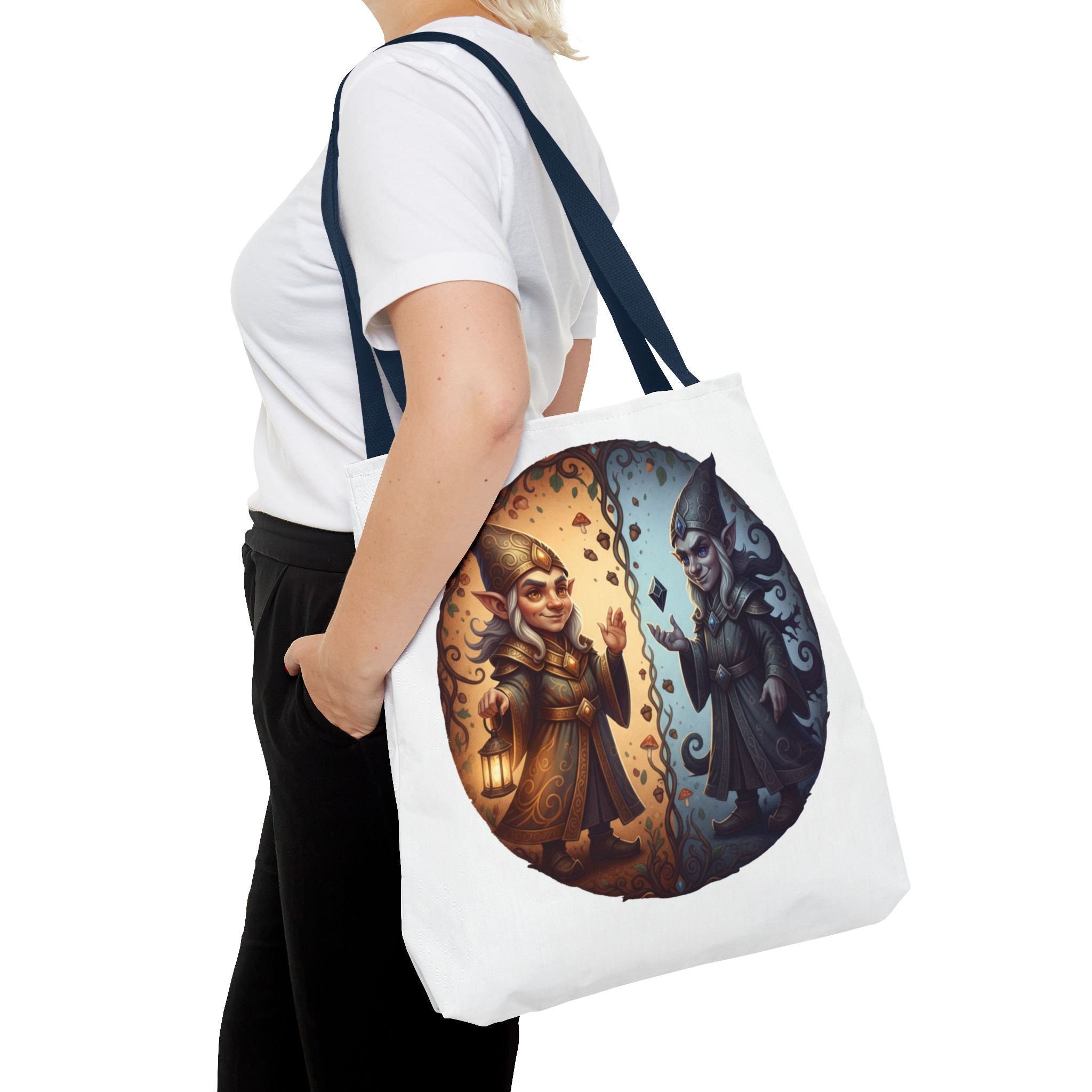 Gnome Duality Tote Bag — Day & Night Fantasy Illustration