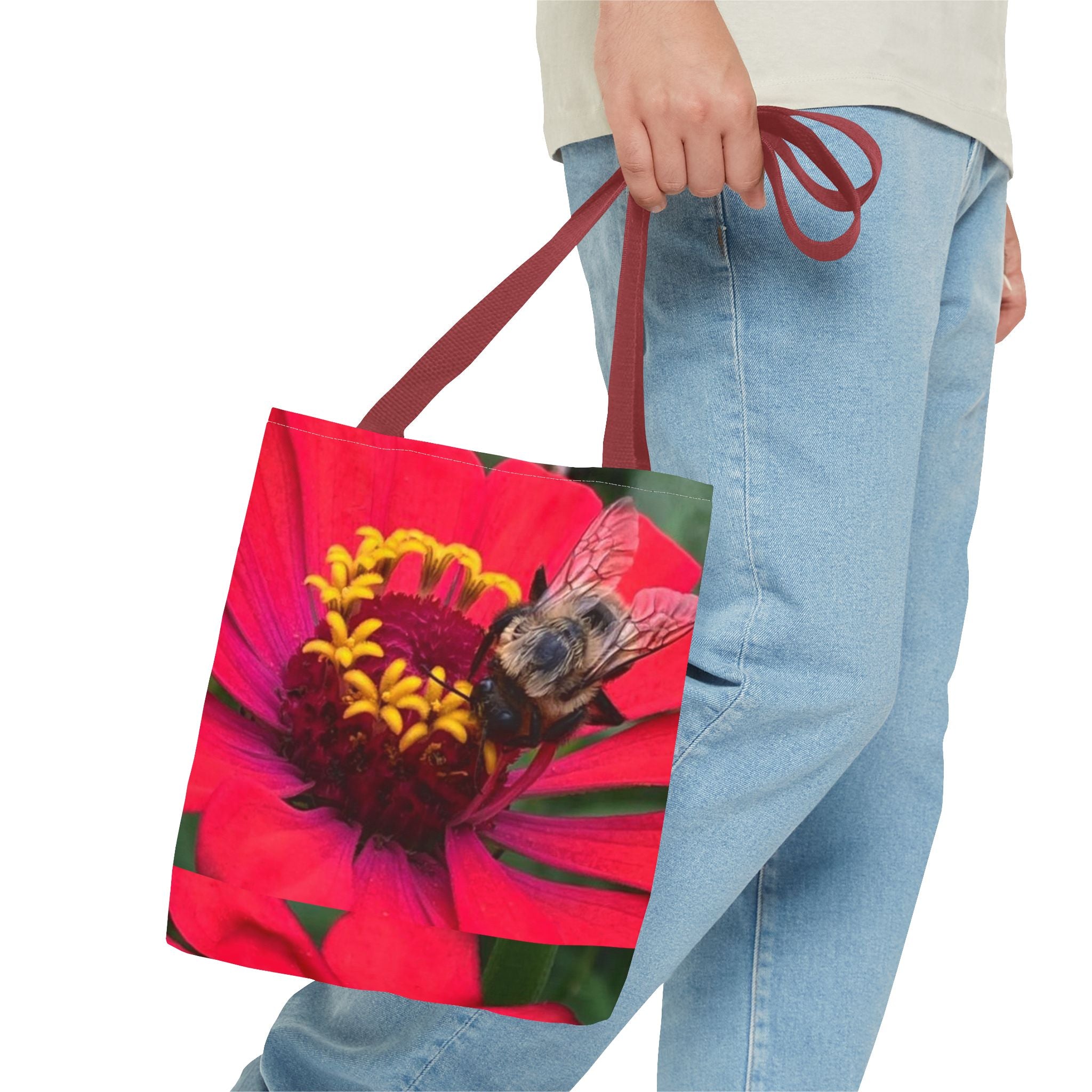 Floral Bee Tote Bag — Red Zinnia Garden Shopper