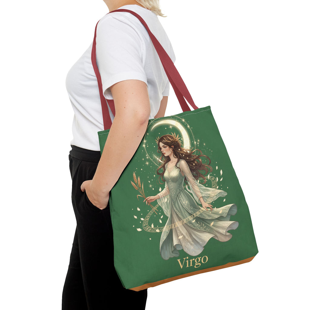 Mystic Moon Goddess Tote Bag — Ethereal Green All-Over Print Tote