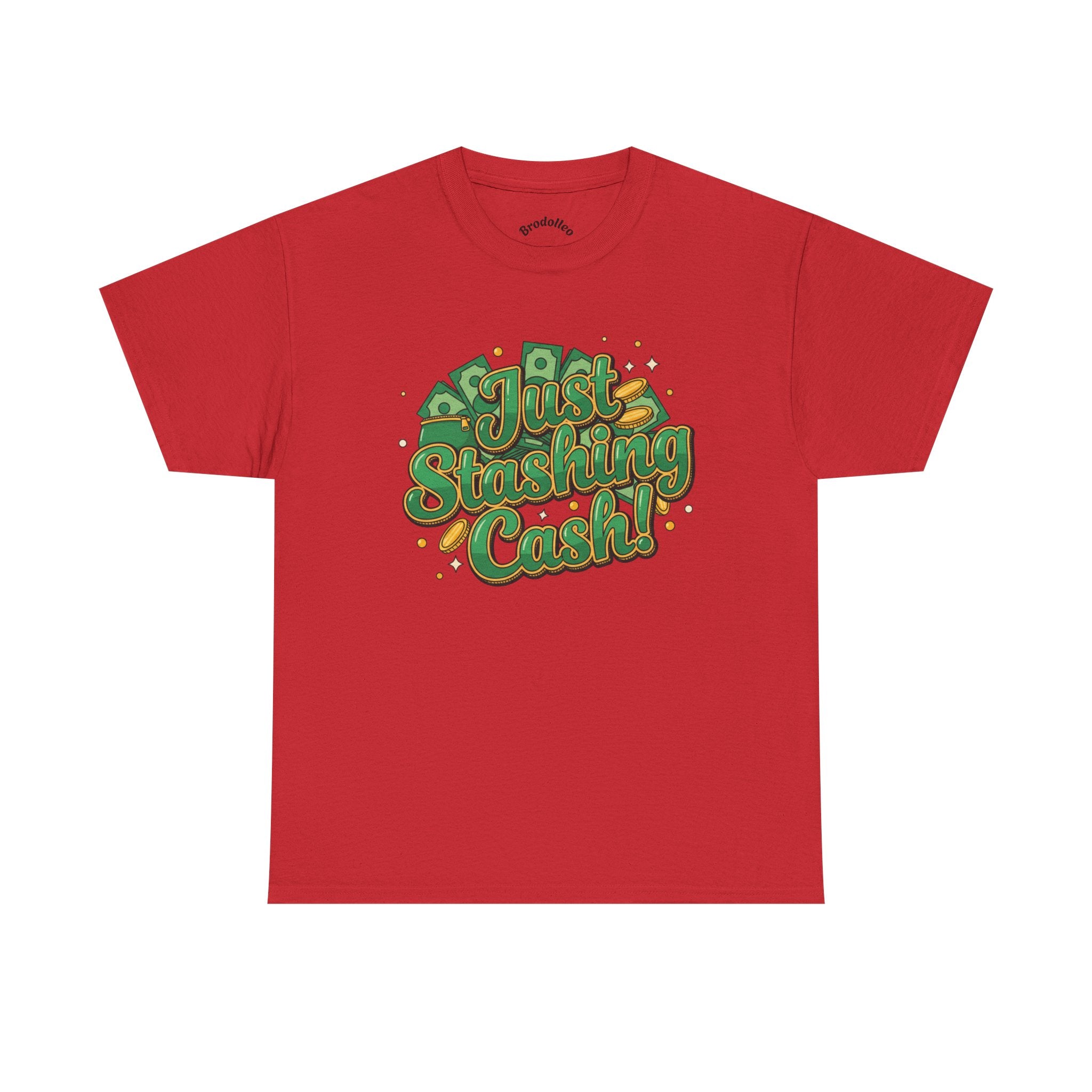 T‑Shirt — “Just Stashing Cash!” Retro Script Money Graphic Tee