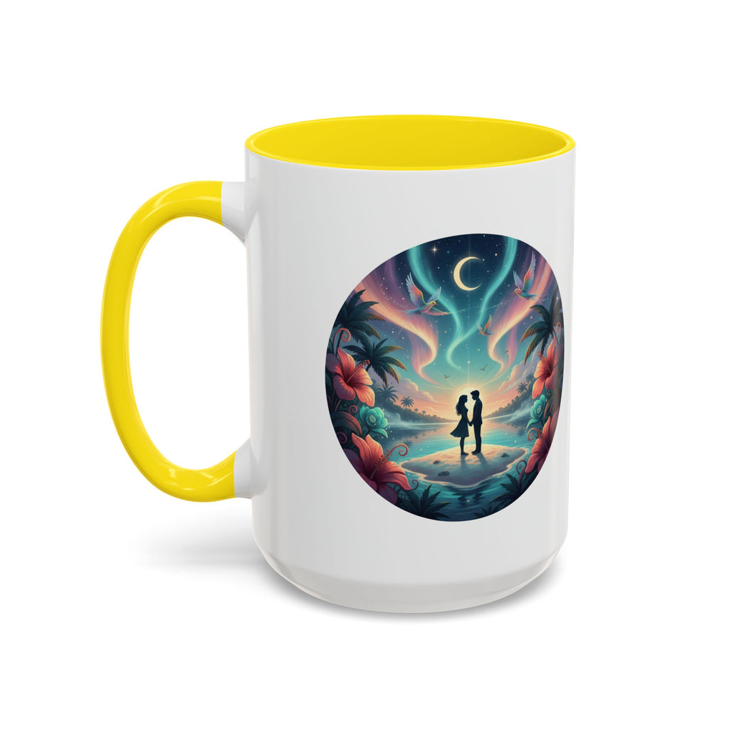 Tropical Sunset Coffee Mug — Romantic Beach Couple Accent Mug (11/15 oz)