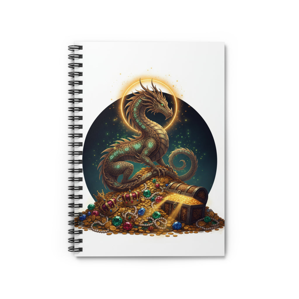 Dragon Treasure Spiral Notebook — Ruled Journal with Fantasy Dragon & Gold Hoard