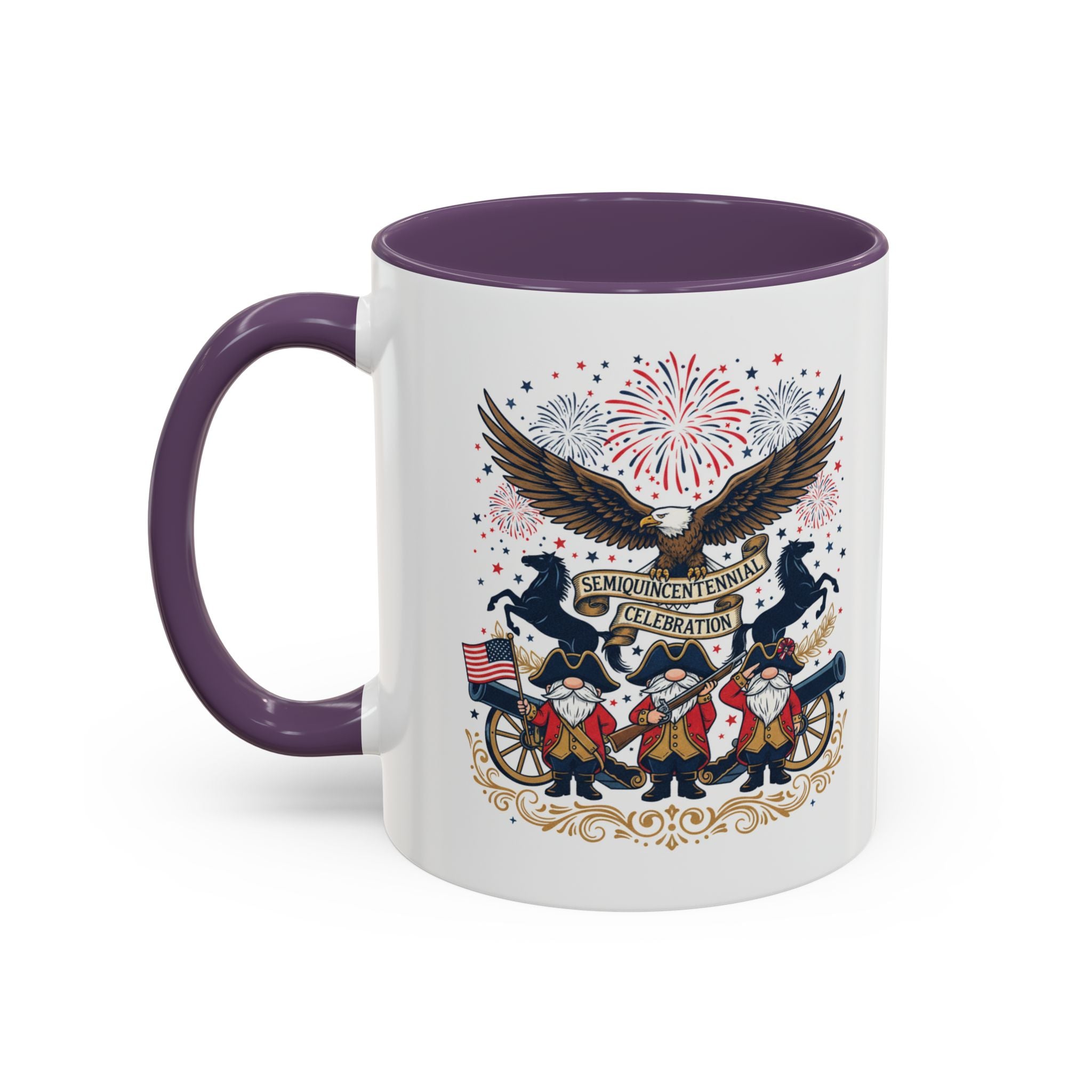Patriotic Eagle & Revolutionary Soldiers Coffee Mug — Bicentennial Celebration Accent Mug
