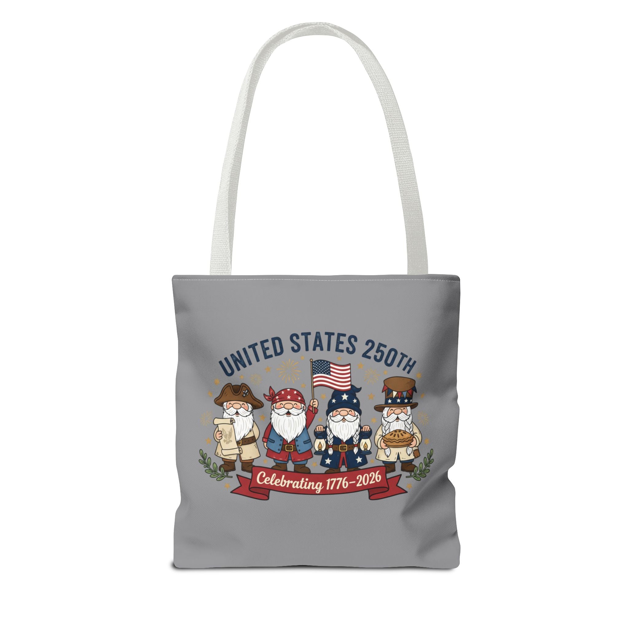 United States 250th Tote Bag — Celebrating 1776–2026 Patriotic Gnome Design