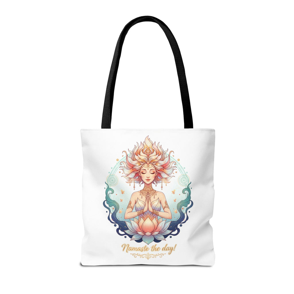 Yoga Lotus Tote Bag — "Namaste the day!" Meditation Canvas Tote