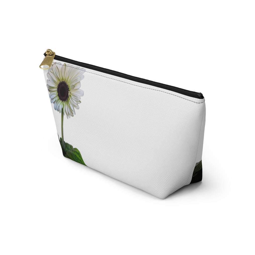Floral Daisy Accessory Pouch — Small T‑Bottom Makeup & Travel Organizer