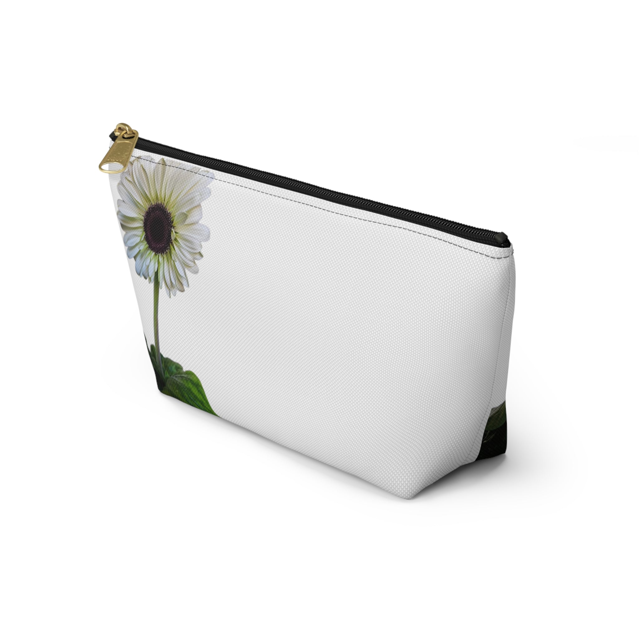 Floral Daisy Accessory Pouch — Small T‑Bottom Makeup & Travel Organizer