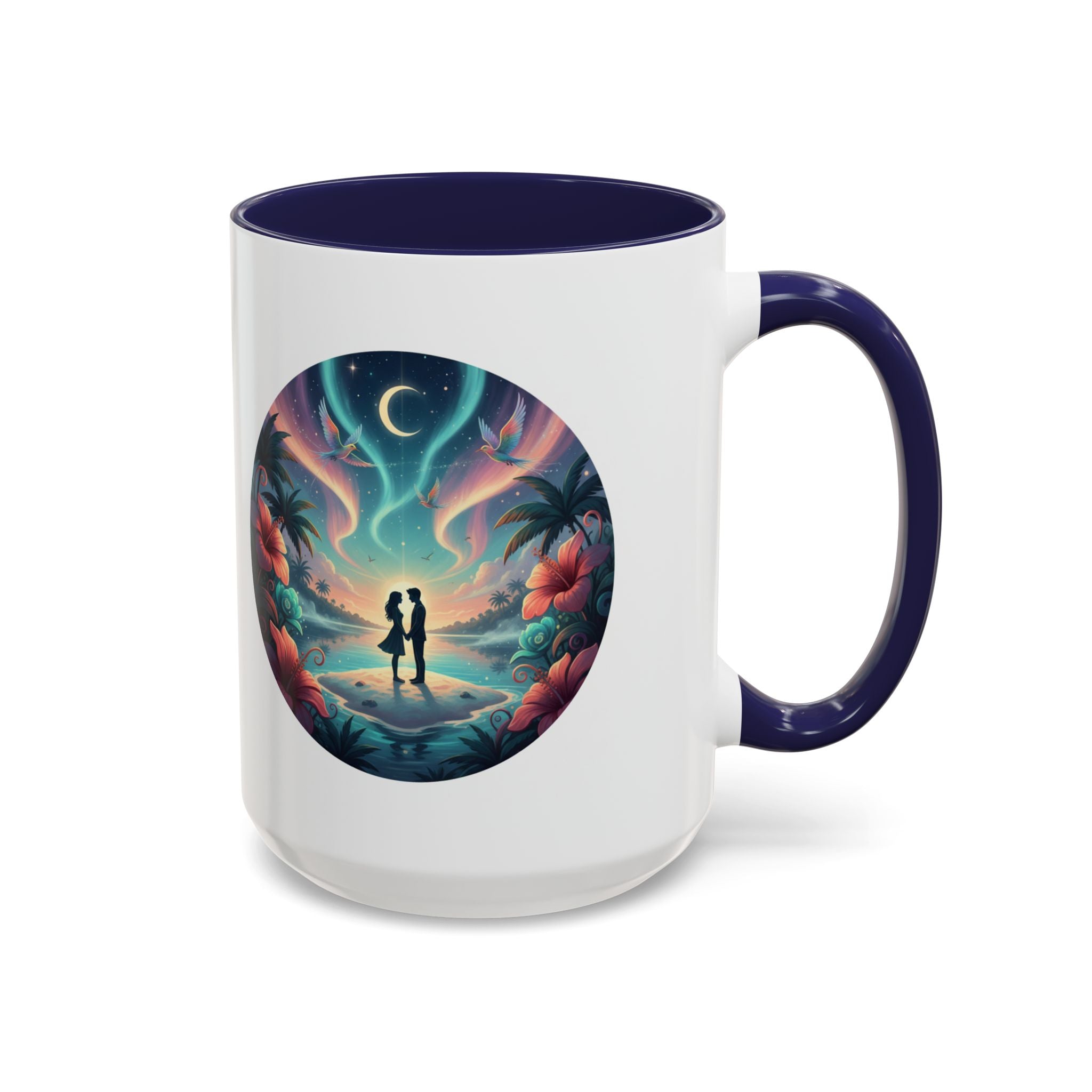 Tropical Sunset Coffee Mug — Romantic Beach Couple Accent Mug (11/15 oz)