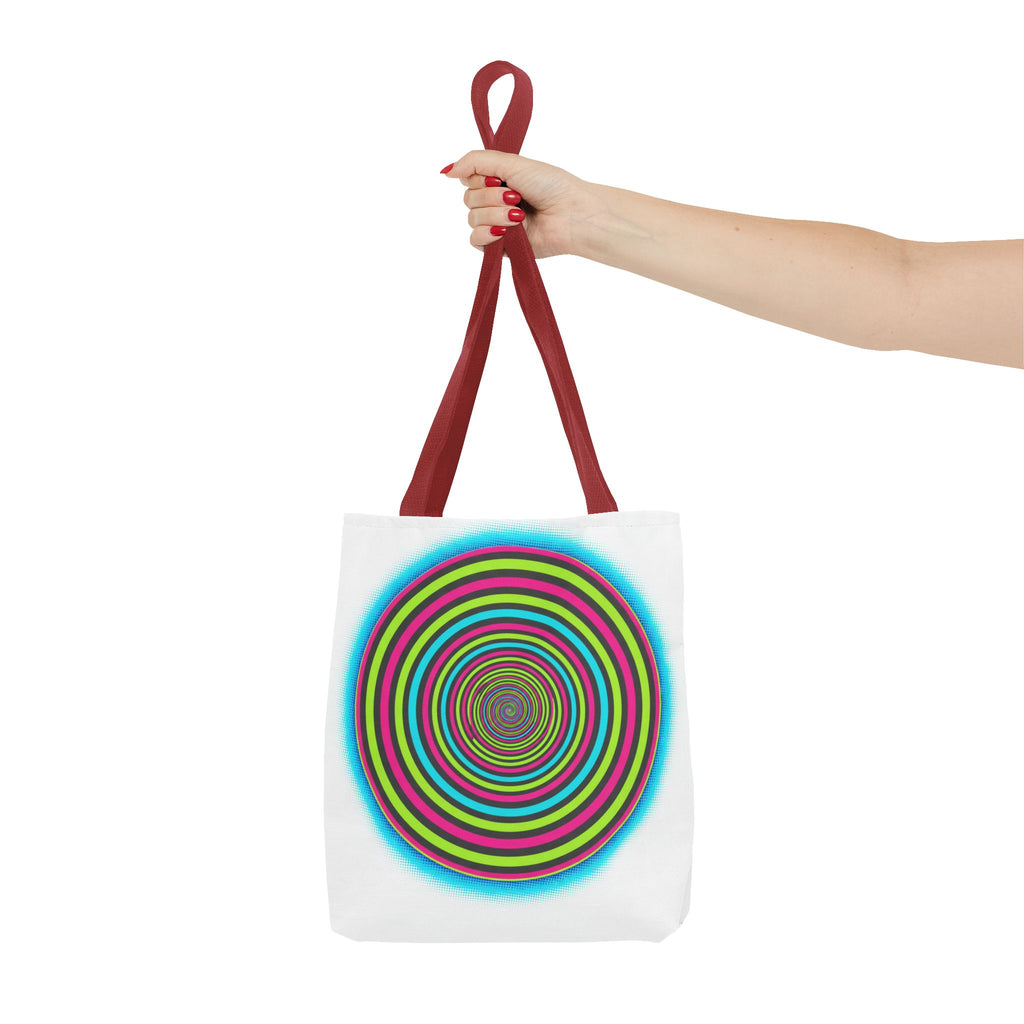 Psychedelic Spiral Tote Bag — Colorful Vortex All-Over Print Tote