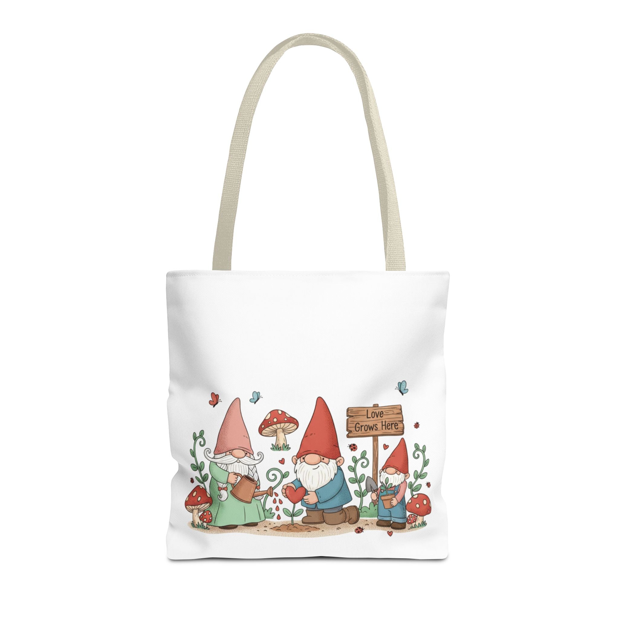Gnome Garden Tote Bag – Cute Mushroom Gnomes All-Over Print