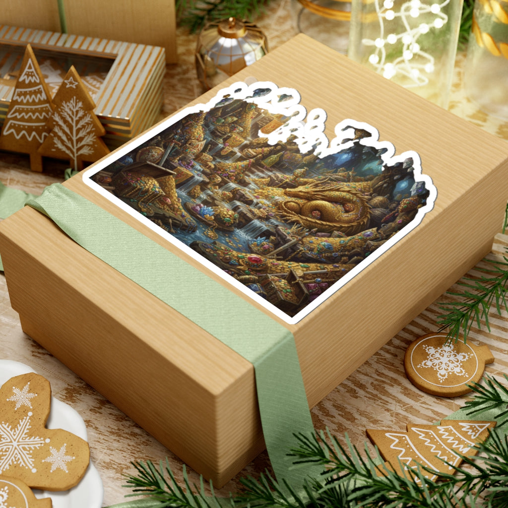 Abundant Wealth Sticker — Dragon Treasure Kiss-Cut Sticker for Laptops & Journals