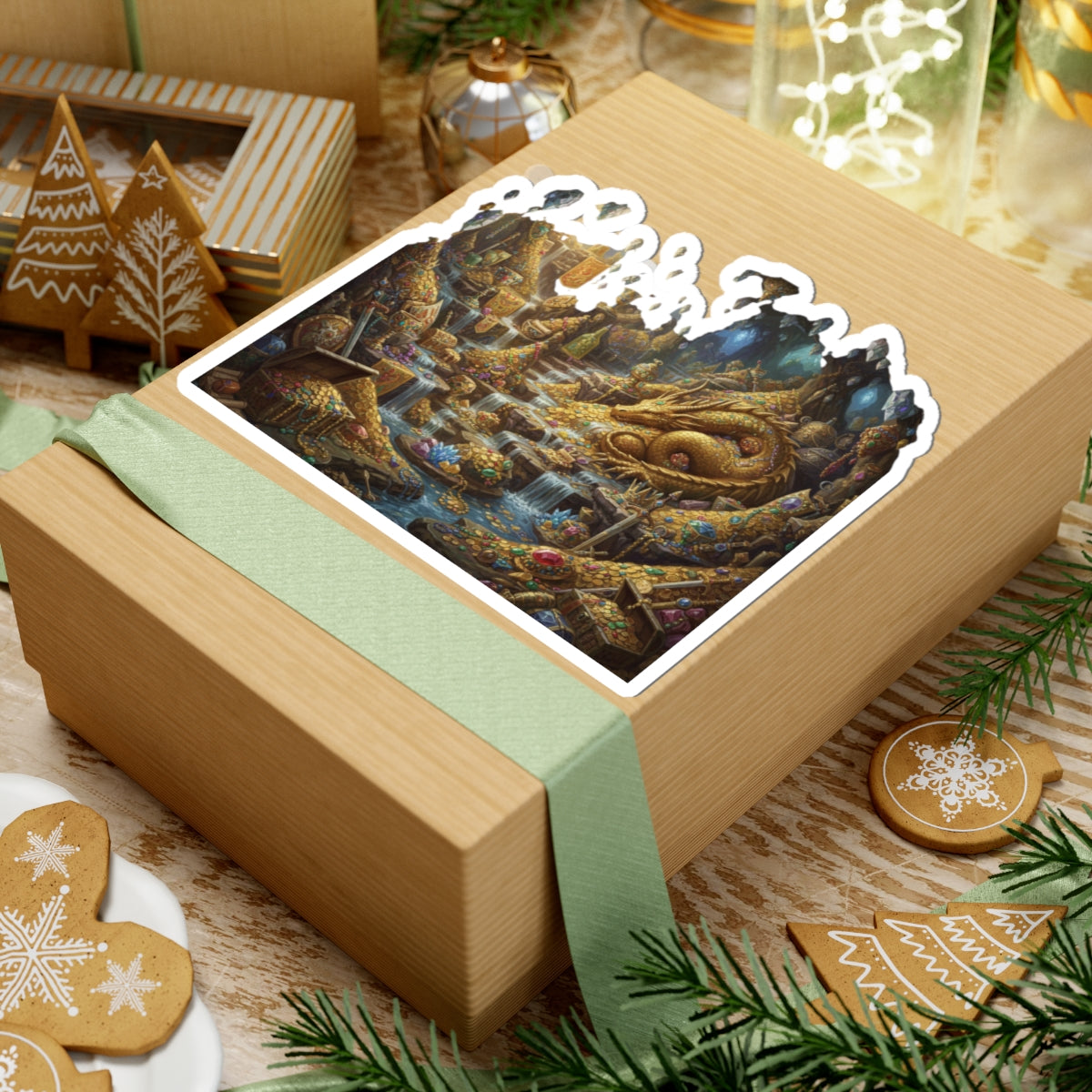 Abundant Wealth Sticker — Dragon Treasure Kiss-Cut Sticker for Laptops & Journals