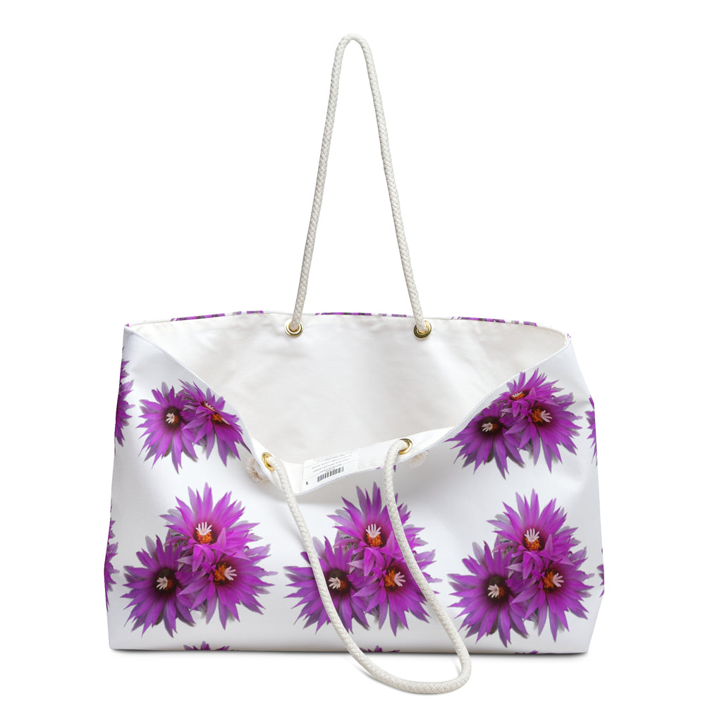Purple Floral Weekender Bag — Spacious Flower Pattern Travel Tote