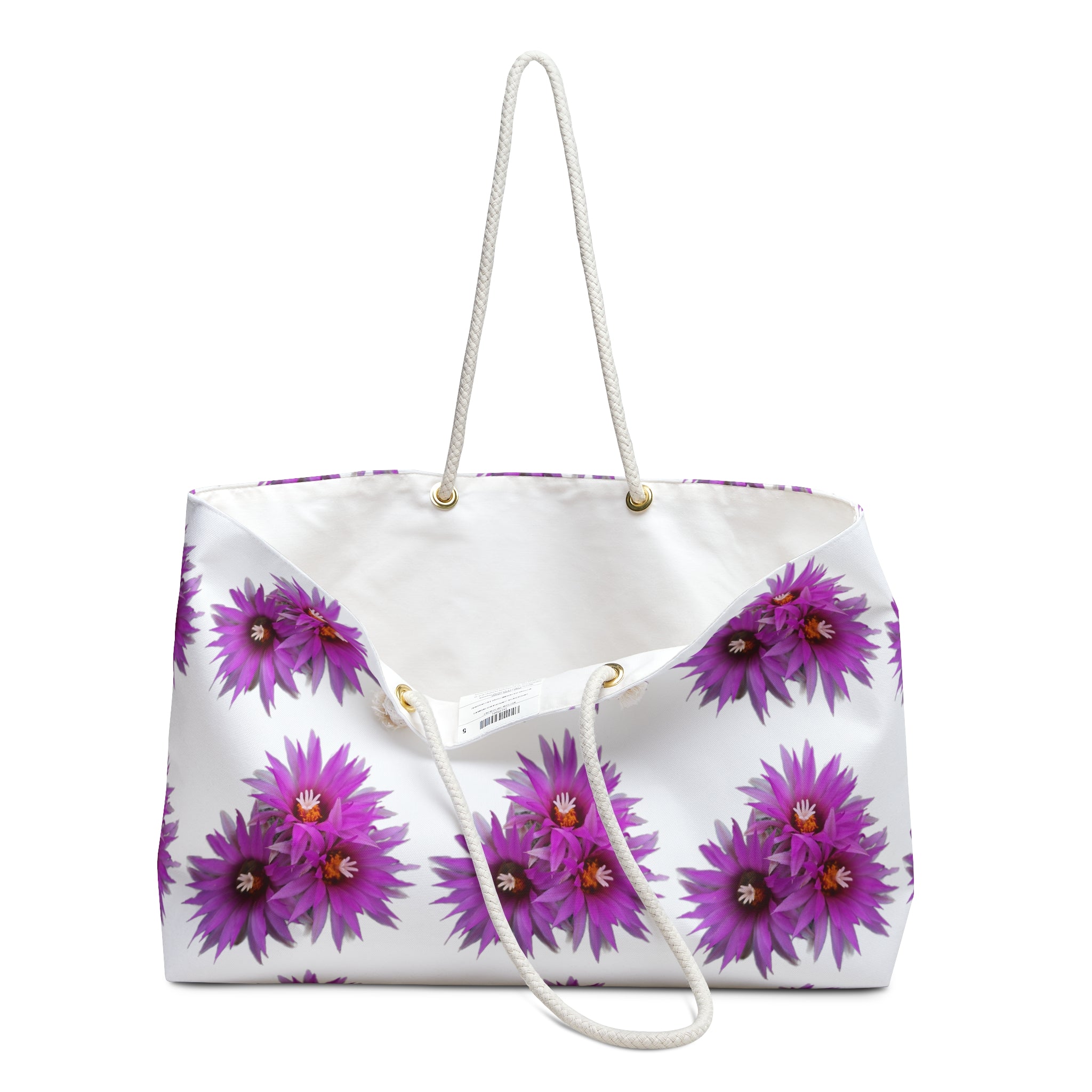Purple Floral Weekender Bag — Spacious Flower Pattern Travel Tote
